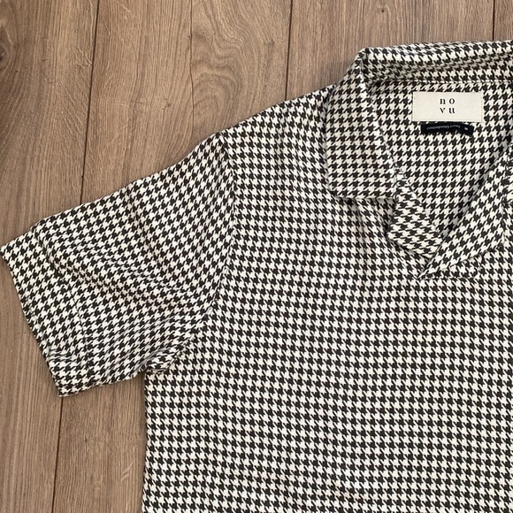 NÓVU Collection | Oxford Green and Cream Houndstooth Polo | Size M - Picture 2 of 8